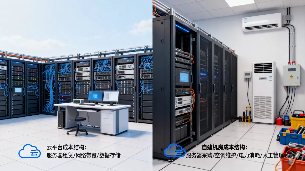 机器学习云平台与自建训练机房在成本结构上有何差异，云平台成本更低？