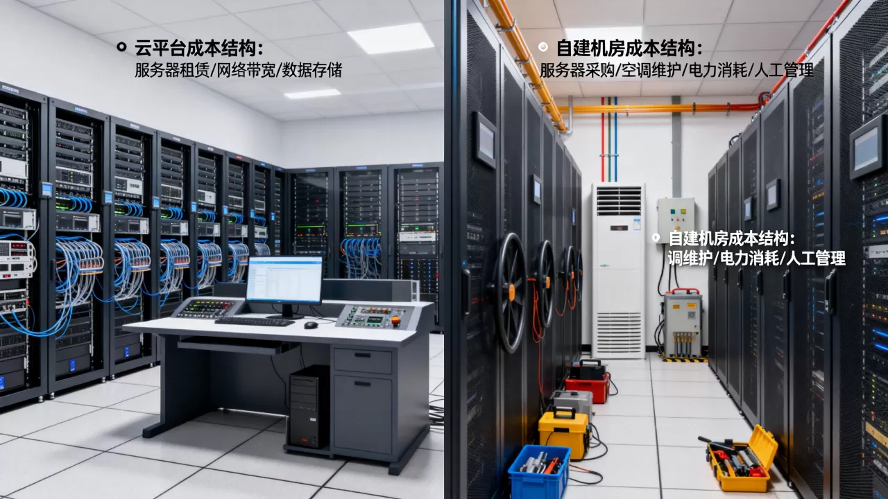 机器学习云平台与自建训练机房在成本结构上有何差异，云平台成本更低？