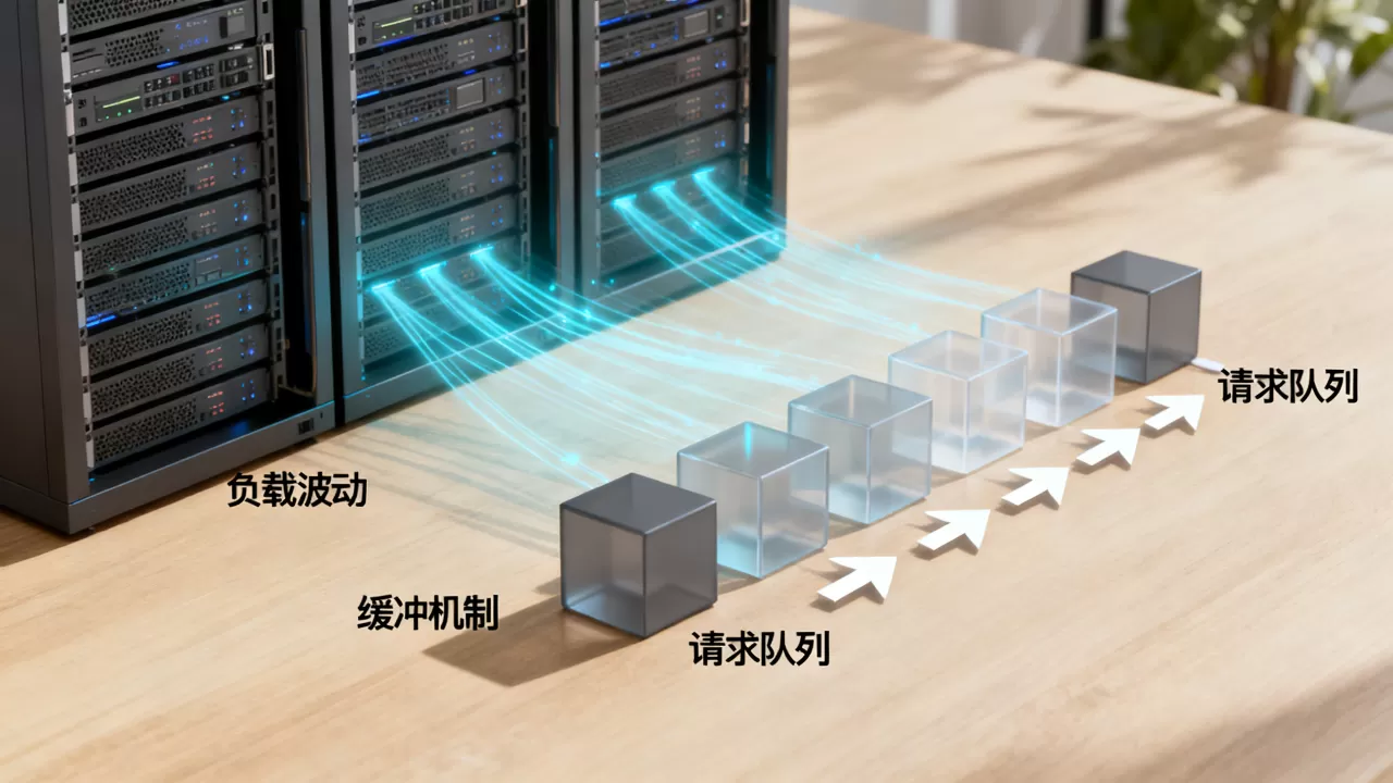 推理请求不均匀时平台如何用缓冲平滑负载波动，如何平滑负载波动