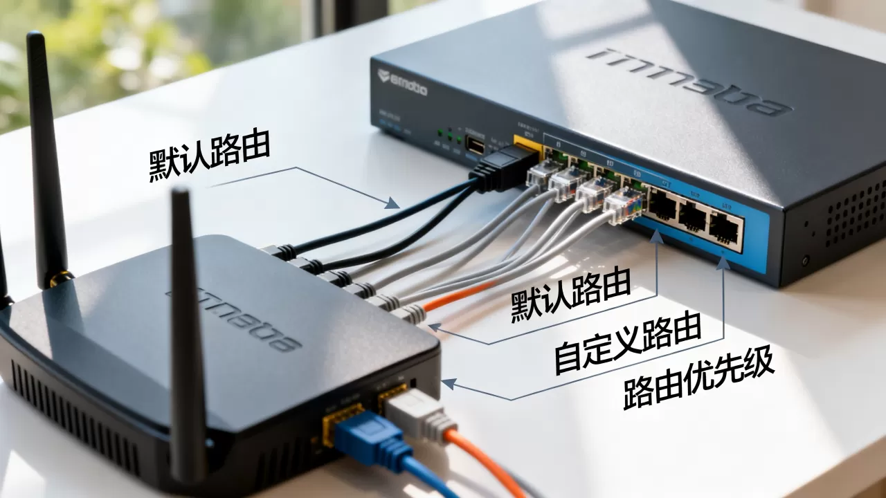 默认路由和自定义路由在转发时如何被优先选择,路由优先级顺序? 默认路由和自定义路由在转发时如何被优先选择,路由优先级顺序?