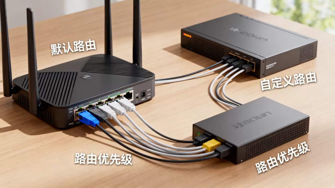 默认路由和自定义路由在转发时如何被优先选择,路由优先级顺序? 默认路由和自定义路由在转发时如何被优先选择,路由优先级顺序?
