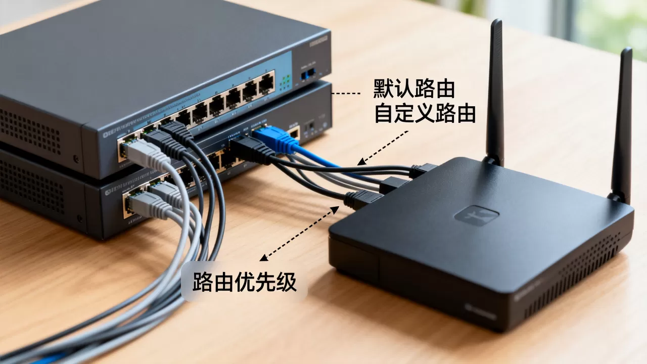 默认路由和自定义路由在转发时如何被优先选择,路由优先级顺序? 默认路由和自定义路由在转发时如何被优先选择,路由优先级顺序?