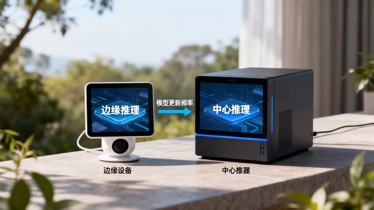 边缘推理与中心推理在模型更新频率上如何平衡