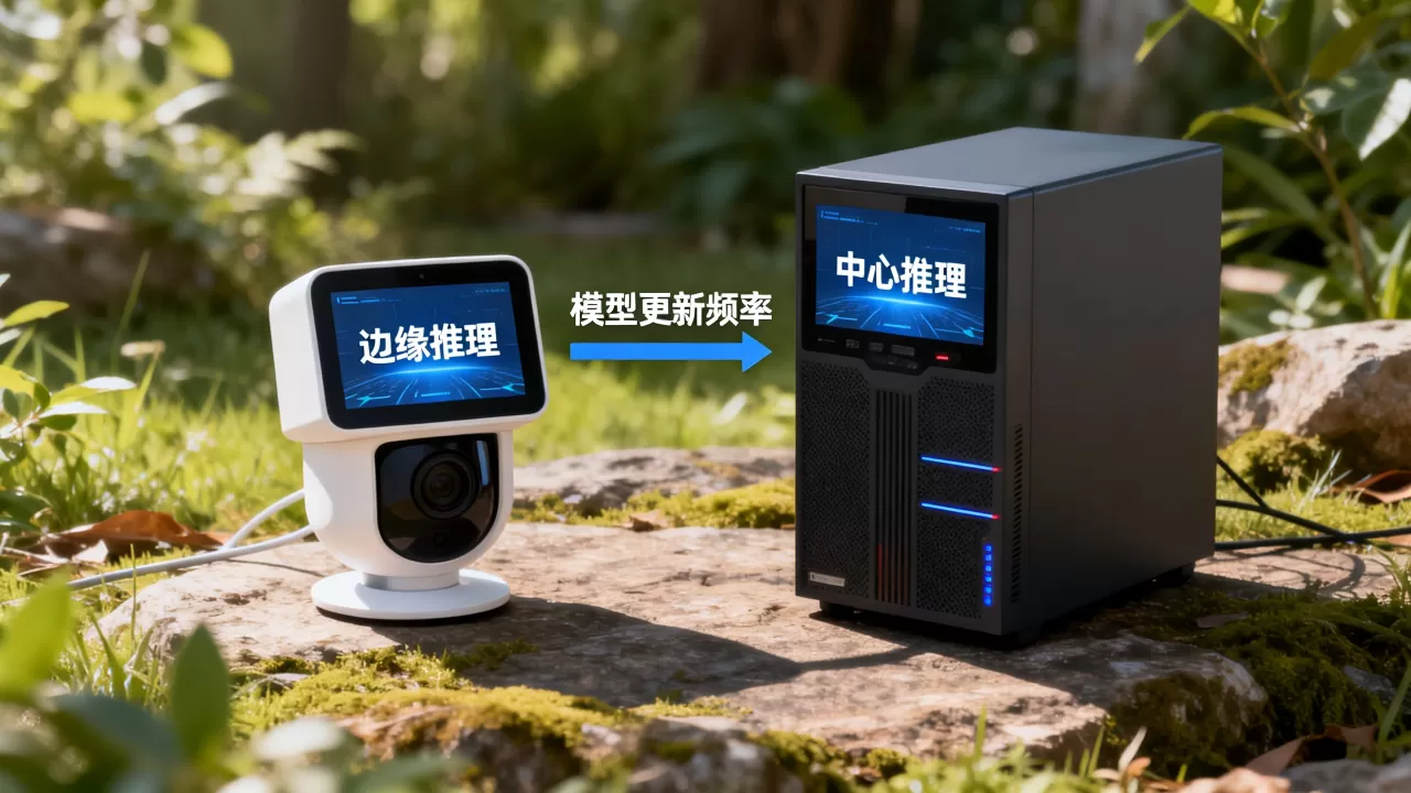边缘推理与中心推理在模型更新频率上如何平衡