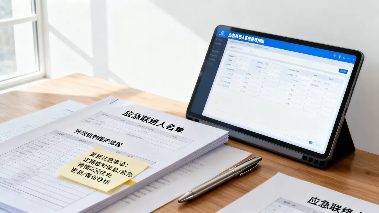应急联络人名单与升级机制如何维护，应急联络人名单更新维护注意事项有哪些