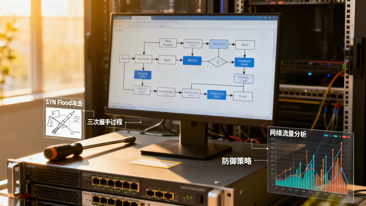 为什么SYN Flood会让服务器持续等待握手完成？，如何防御