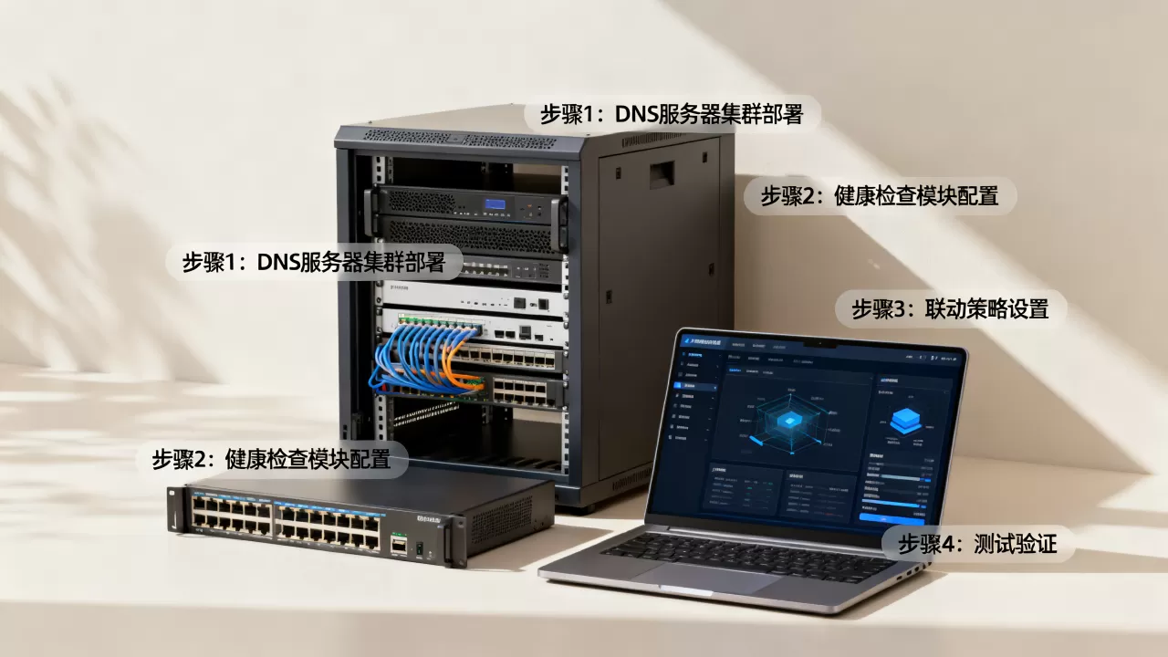 智能DNS调度与健康检查的联动配置如何实现？，具体配置步骤有哪些
