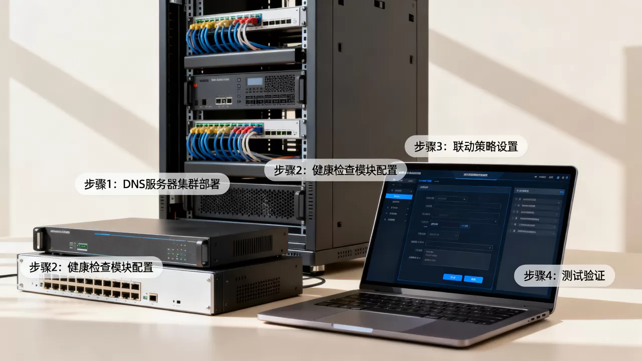 智能DNS调度与健康检查的联动配置如何实现？，具体配置步骤有哪些