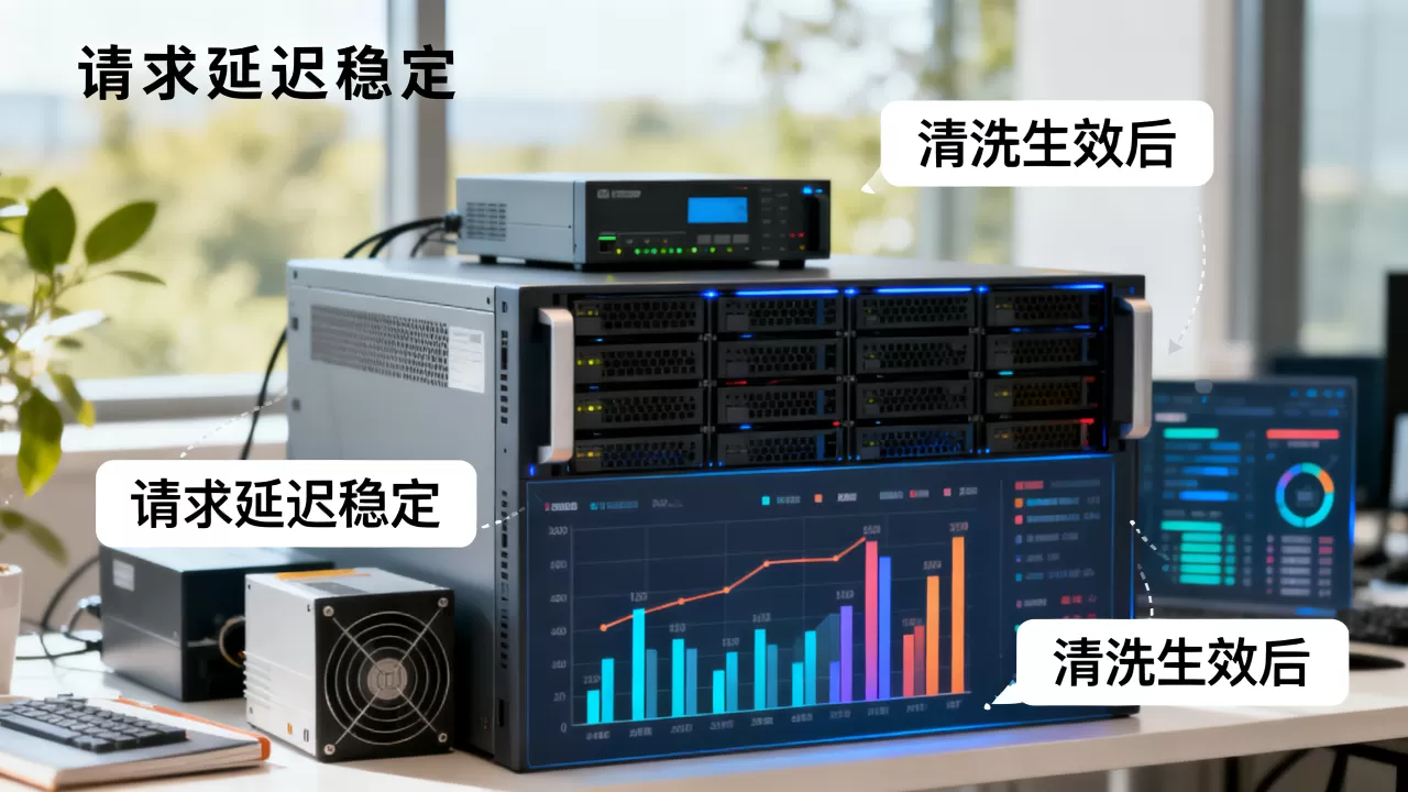 清洗生效后正常请求延迟稳定，如何判断？