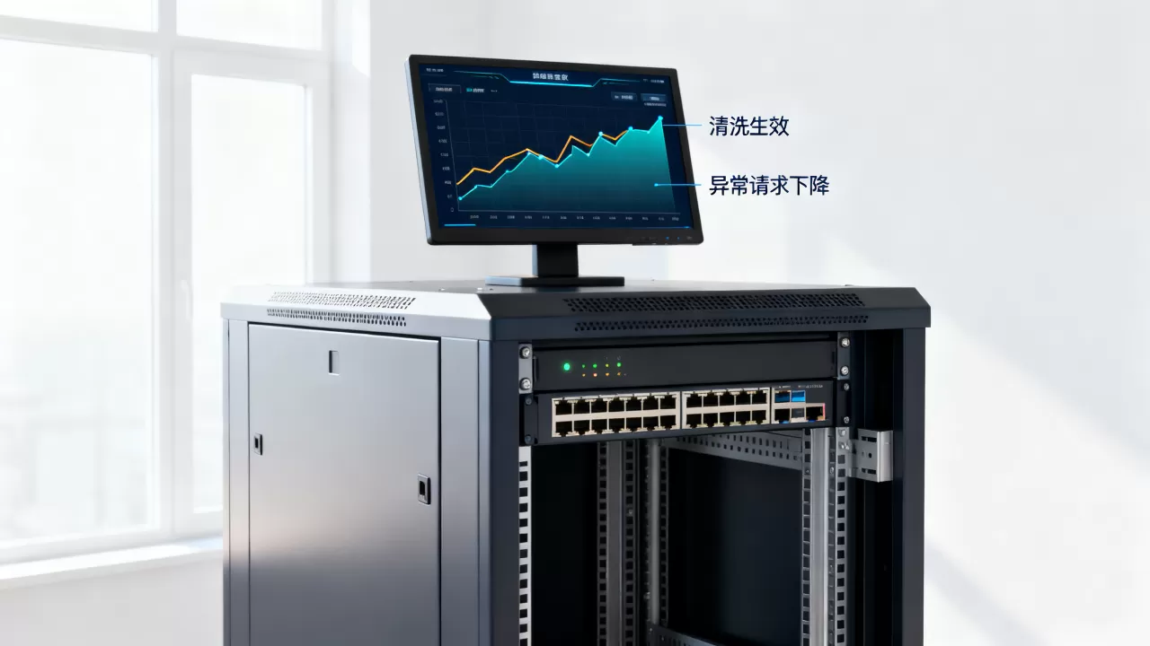 清洗生效时源站收到的异常请求下降的原因是什么，为什么