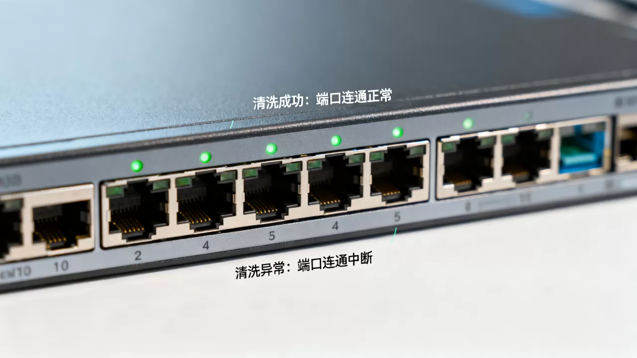 清洗是否成功可看业务端口的连通状态变化？，业务端口连通状态变化如何判断？