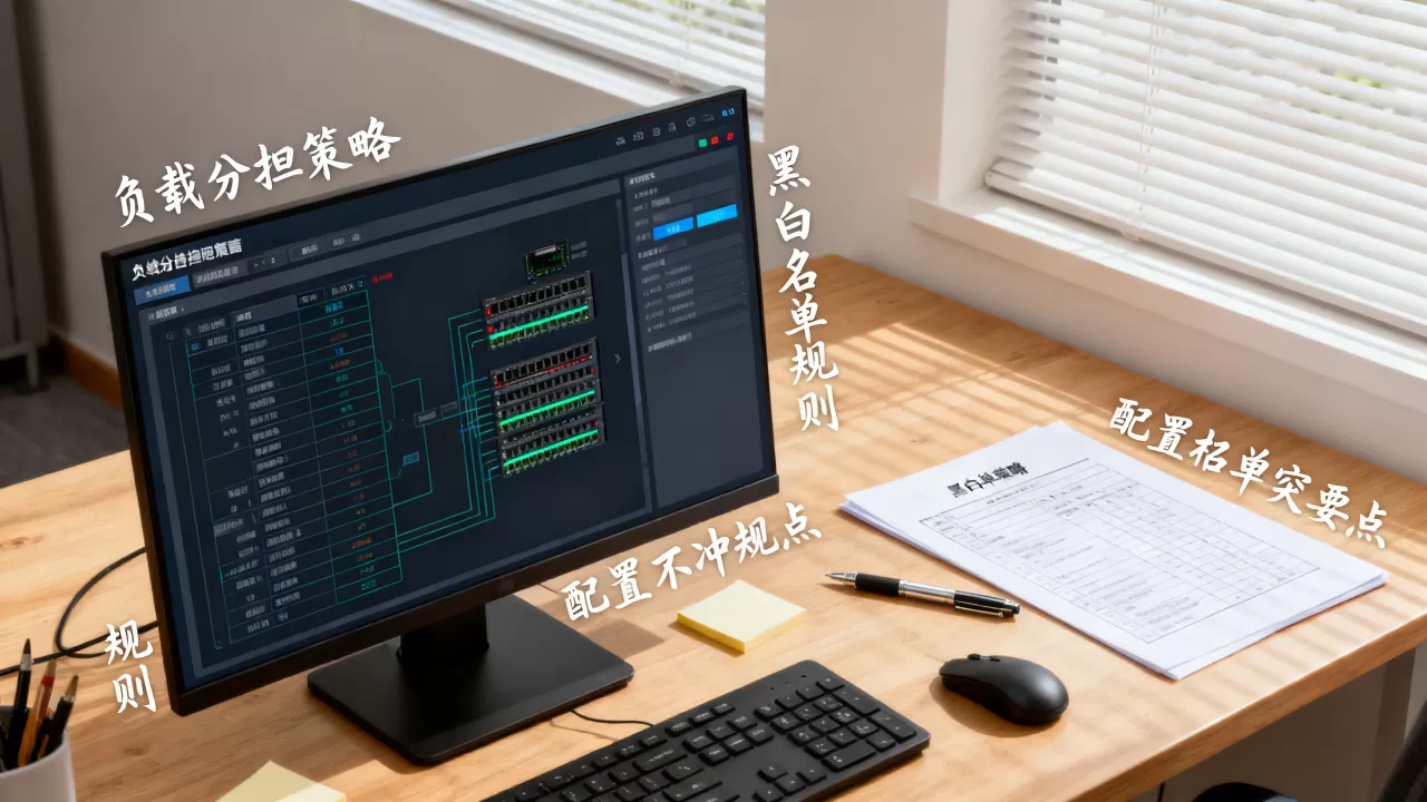 负载分担和黑白名单要怎么一起用，如何配置策略才能不冲突