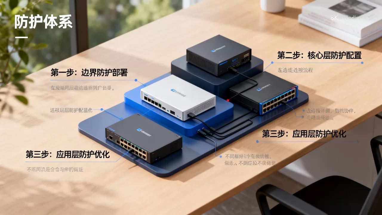 高防的三层防护体系是怎样串起来的，串起来的关键步骤有哪些？