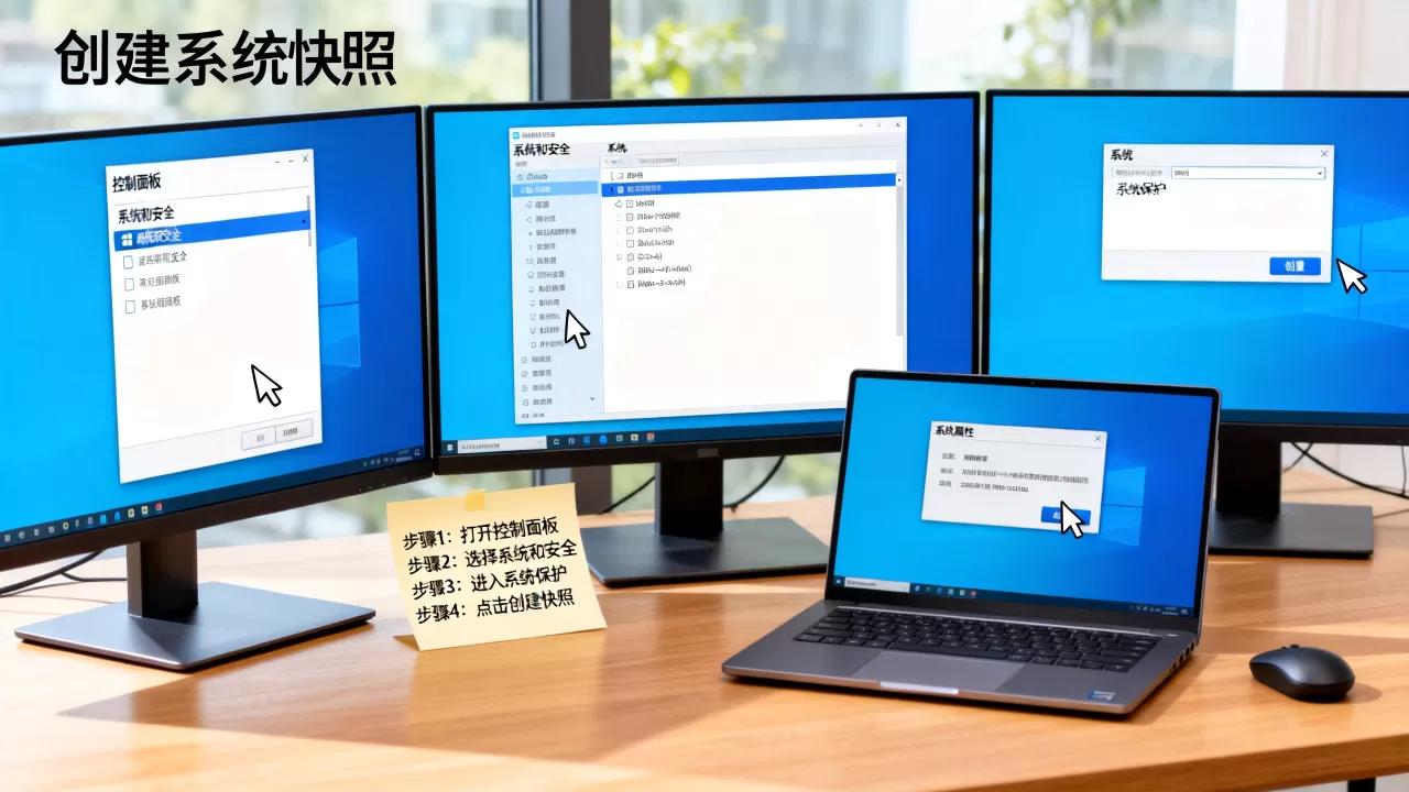 控制面板怎么创建系统快照验证可恢复性，具体步骤是什么？