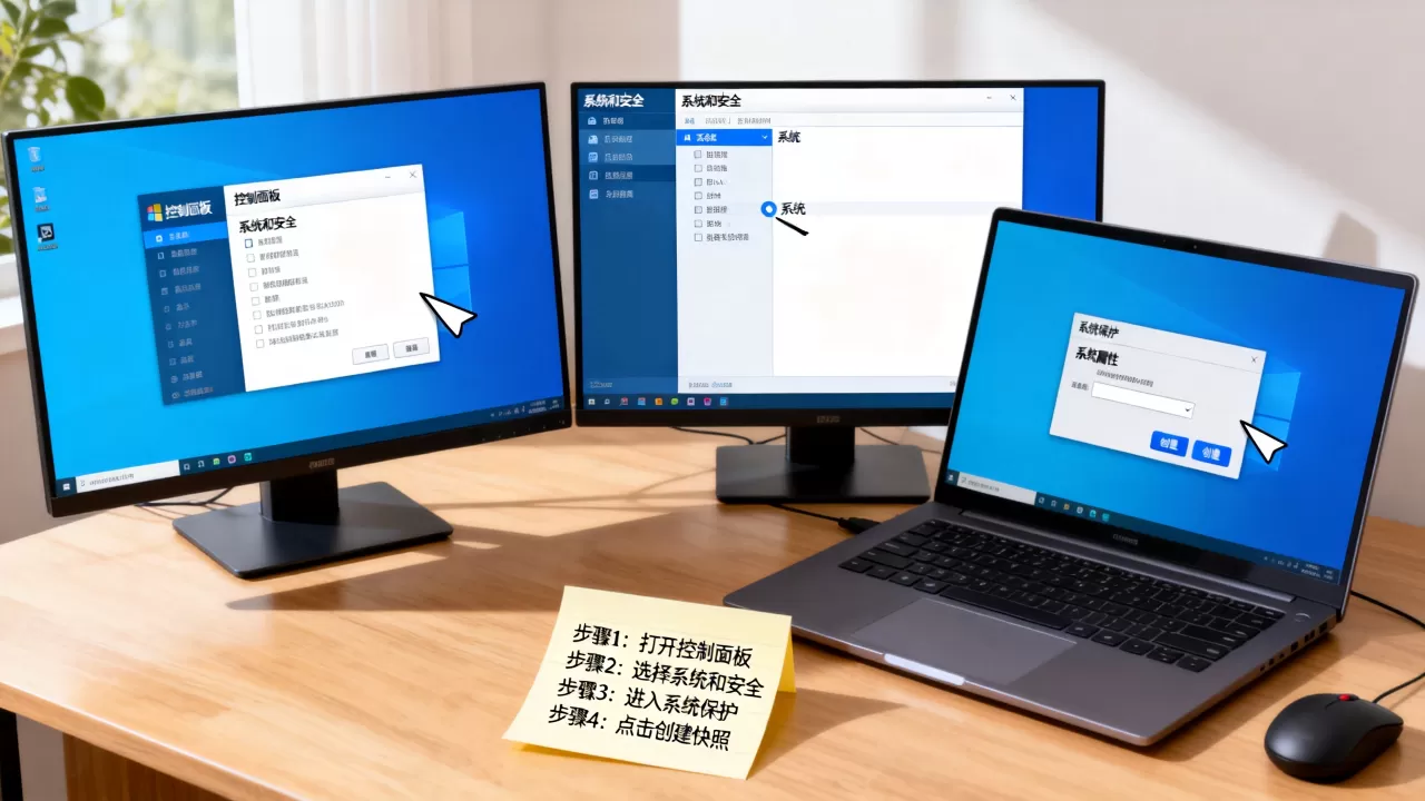 控制面板怎么创建系统快照验证可恢复性，具体步骤是什么？