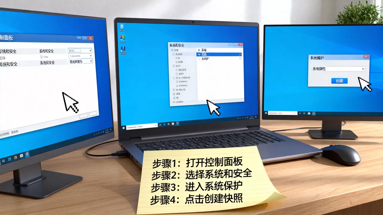 控制面板怎么创建系统快照验证可恢复性，具体步骤是什么？