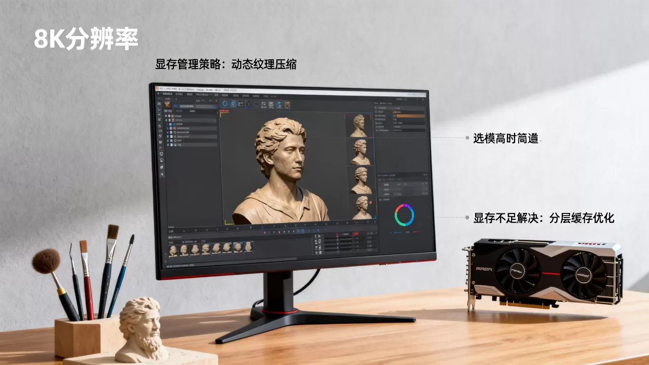 高模雕刻实时预览的显存管理策略有哪些，显存不足怎么解决