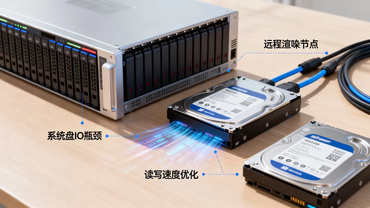 远程渲染节点系统盘IO瓶颈怎么解决？渲染卡顿优化方法，读写速度提升技巧
