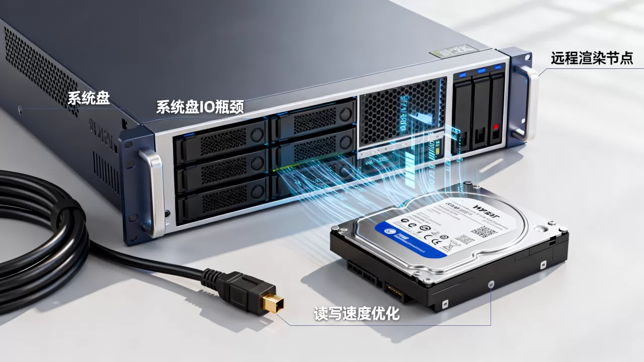 远程渲染节点系统盘IO瓶颈怎么解决？渲染卡顿优化方法，读写速度提升技巧