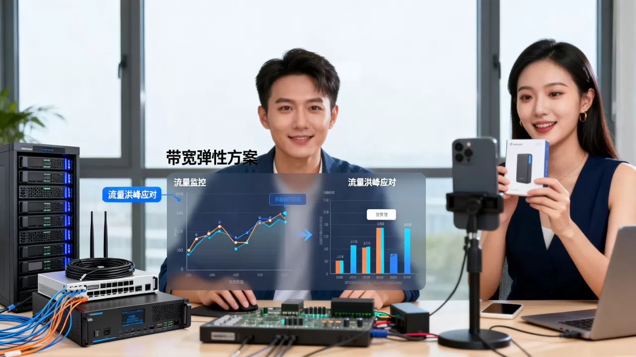 直播间带货瞬时进场的带宽弹性方案是什么？带宽弹性方案如何应对流量洪峰？