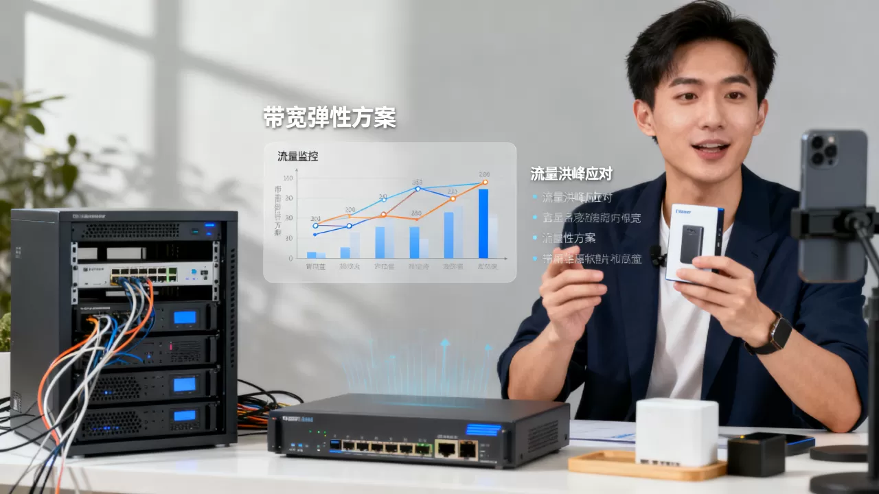 直播间带货瞬时进场的带宽弹性方案是什么？带宽弹性方案如何应对流量洪峰？