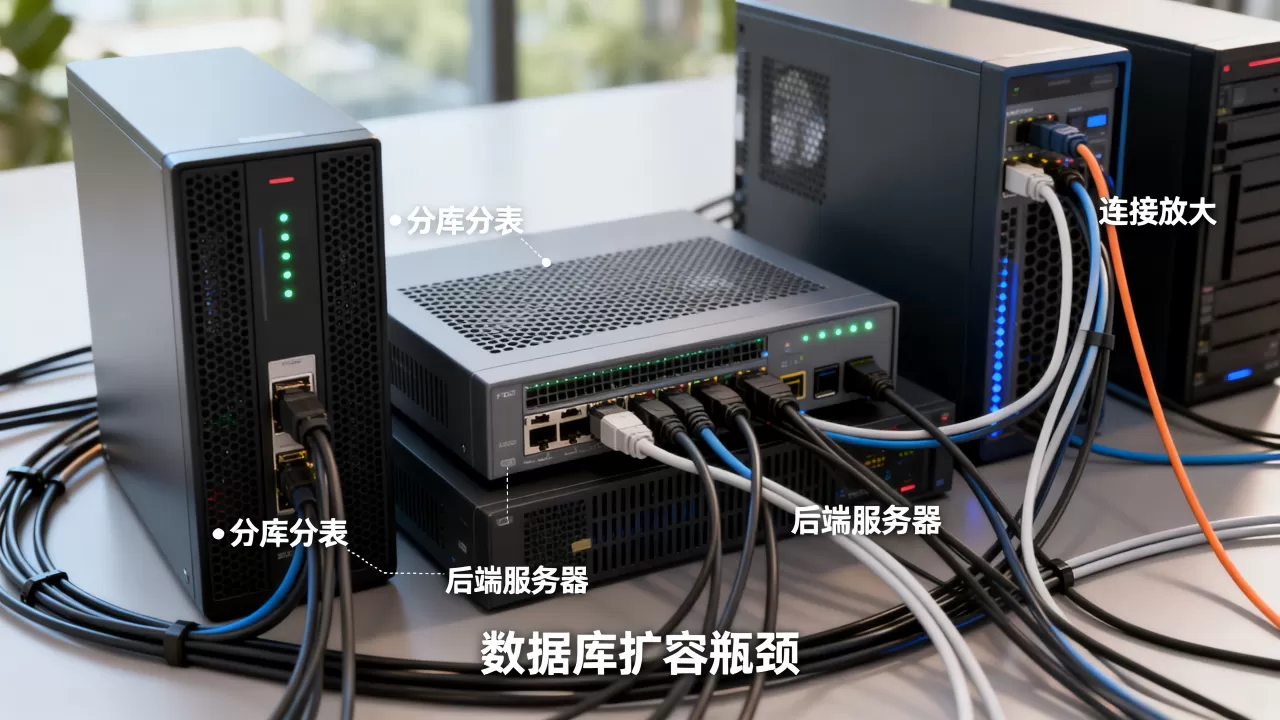 分库分表连接放大如何冲击后端服务器？，数据库扩容瓶颈在哪