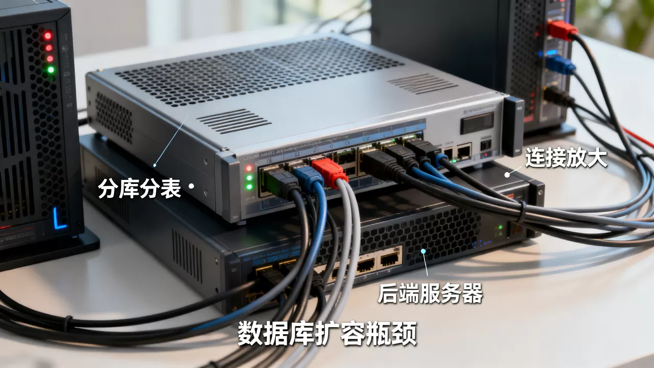 分库分表连接放大如何冲击后端服务器？，数据库扩容瓶颈在哪