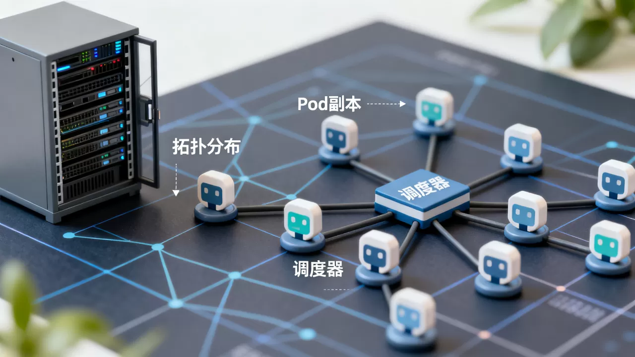 调度器如何按拓扑分布打散Pod副本，Pod副本打散怎么设置？