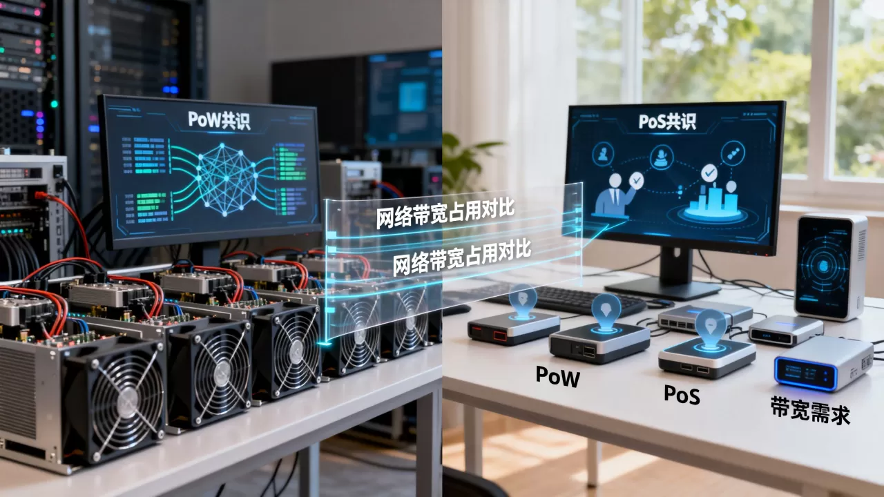 PoW与PoS共识对网络带宽需求有何本质区别?区块链共识机制带宽占用对比 PoW与PoS共识对网络带宽需求有何本质区别?区块链共识机制带宽占用对比