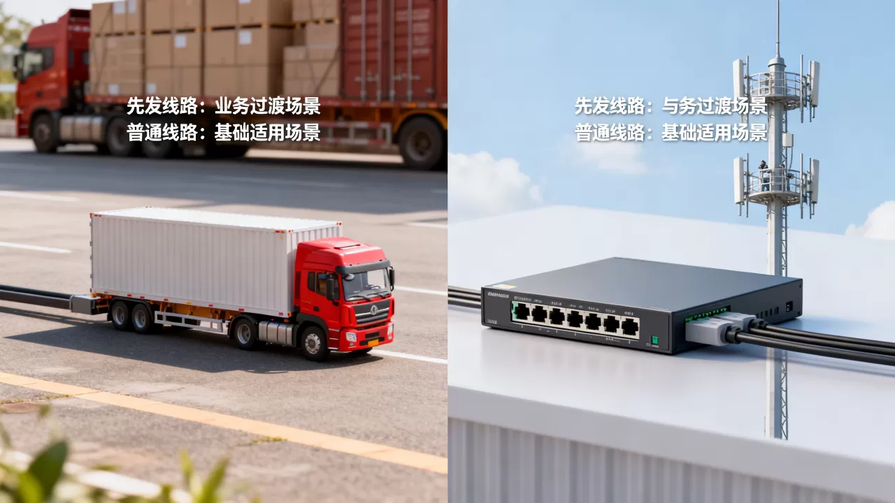 先发线路能跑哪些业务过渡，普通线路适合哪些场景先用？