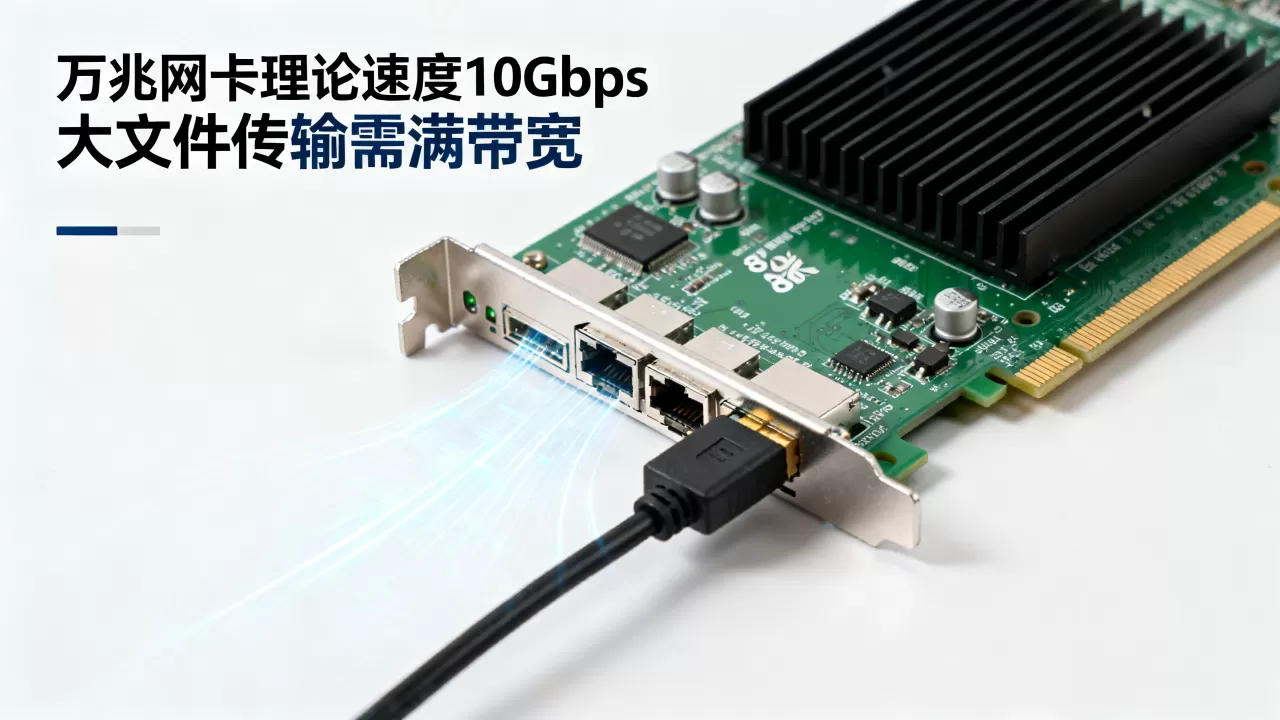 大文件传输要靠万兆口跑满带宽，万兆网卡传输速度多少？