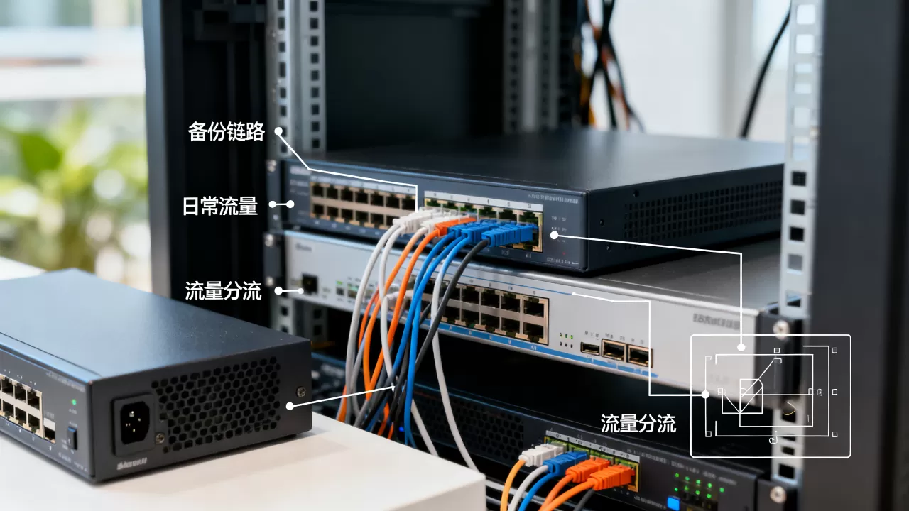 备份链路能否顺便承担部分日常流量，如何实现流量分流？