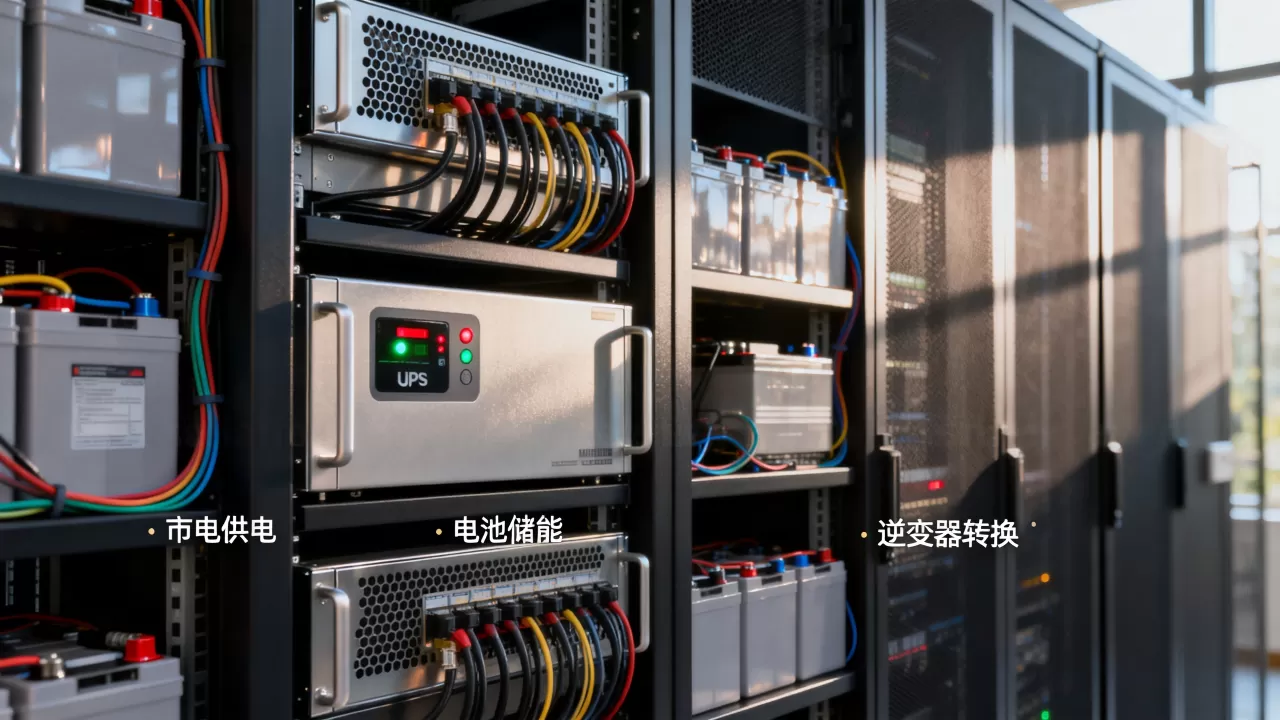 机房UPS不间断电源工作原理是什么，如何通俗理解不停电机制？