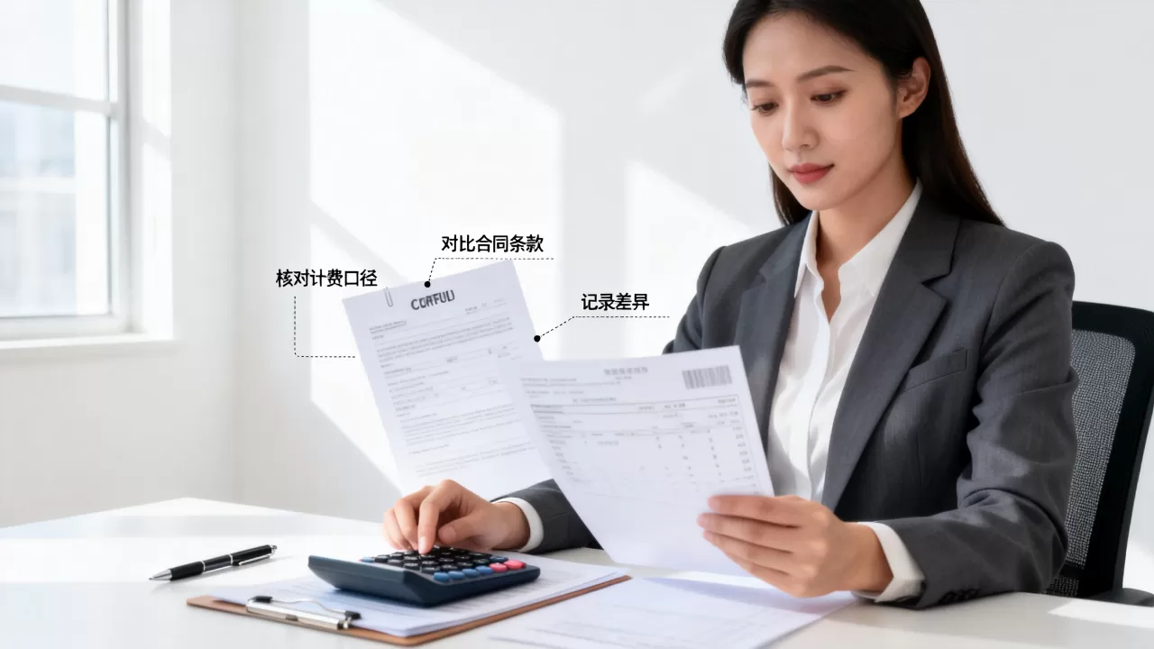 验收时如何核对账单与合同计费口径，对不上怎么办？