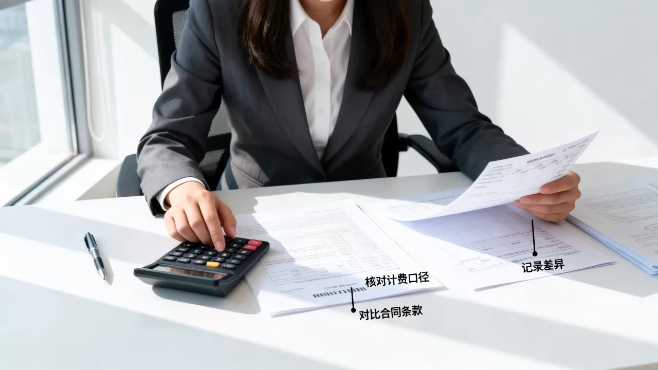 验收时如何核对账单与合同计费口径，对不上怎么办？