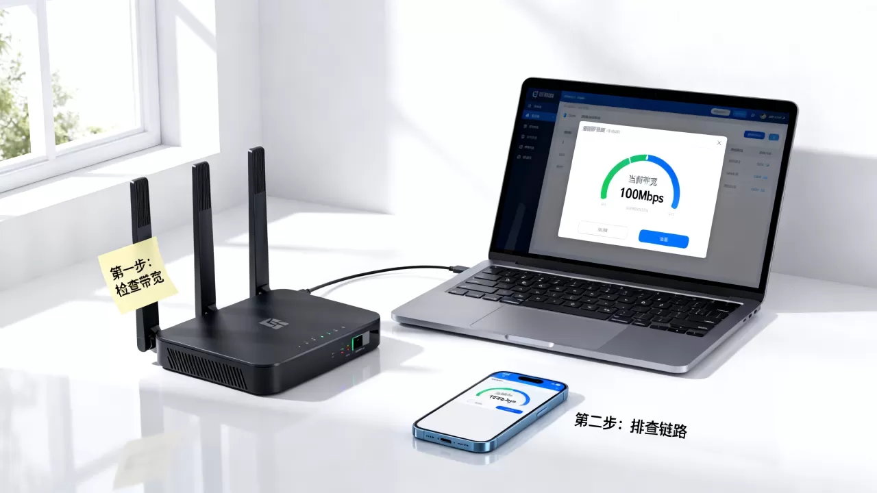 高峰期变慢，先看带宽还是先看链路？网络卡顿排查顺序，网速慢先查哪里