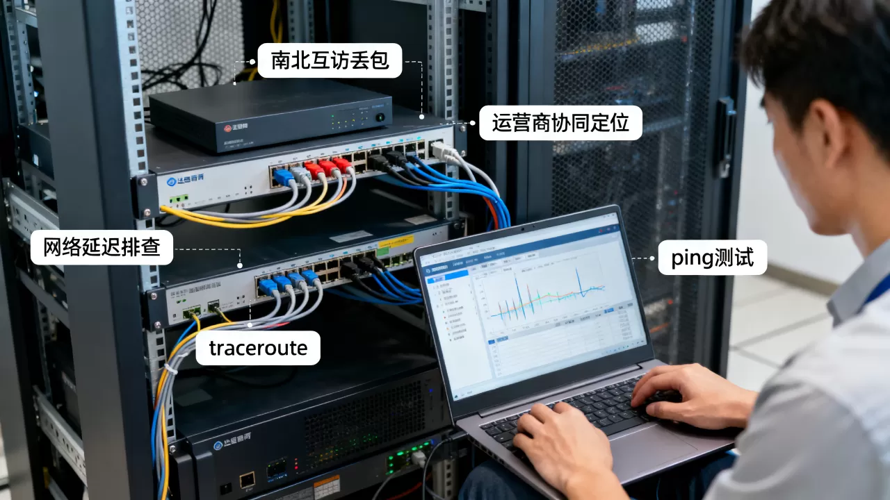 南北互访丢包时运营商侧如何协同定位，网络延迟高怎么排查