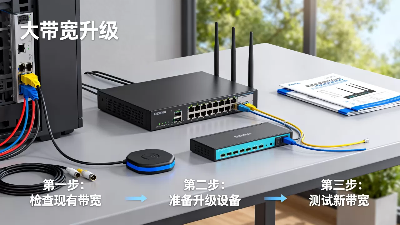 平滑升级大带宽的操作先后顺序是什么，有哪些关键步骤？