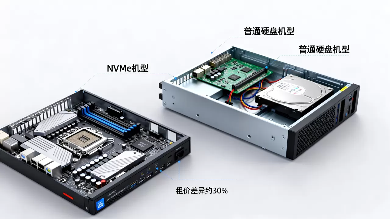 NVMe机型和普通硬盘机型租价差异大吗？云服务器价格相差多少？