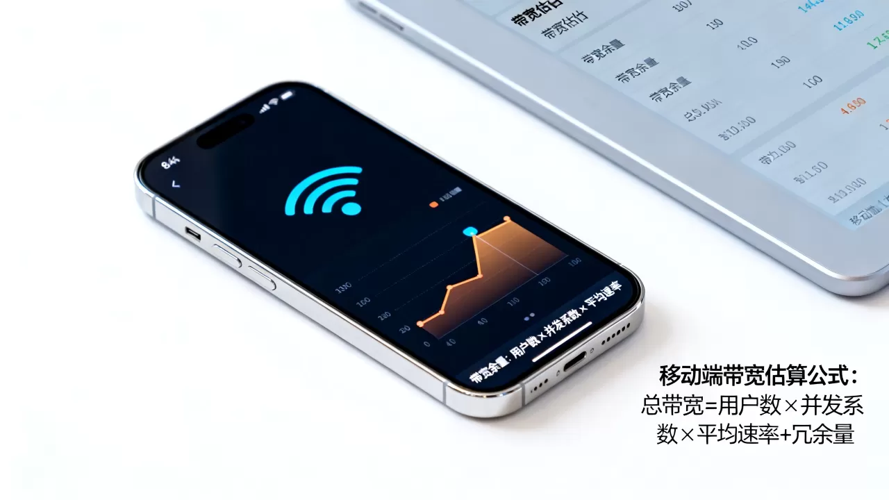 移动端用户为主时带宽估算要加哪些余量，移动端带宽估算公式是什么
