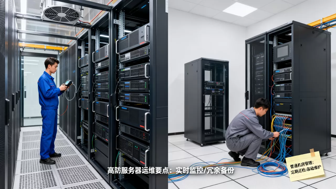 高防服务器日常运维与普通机房有何差别？怎么选更靠谱