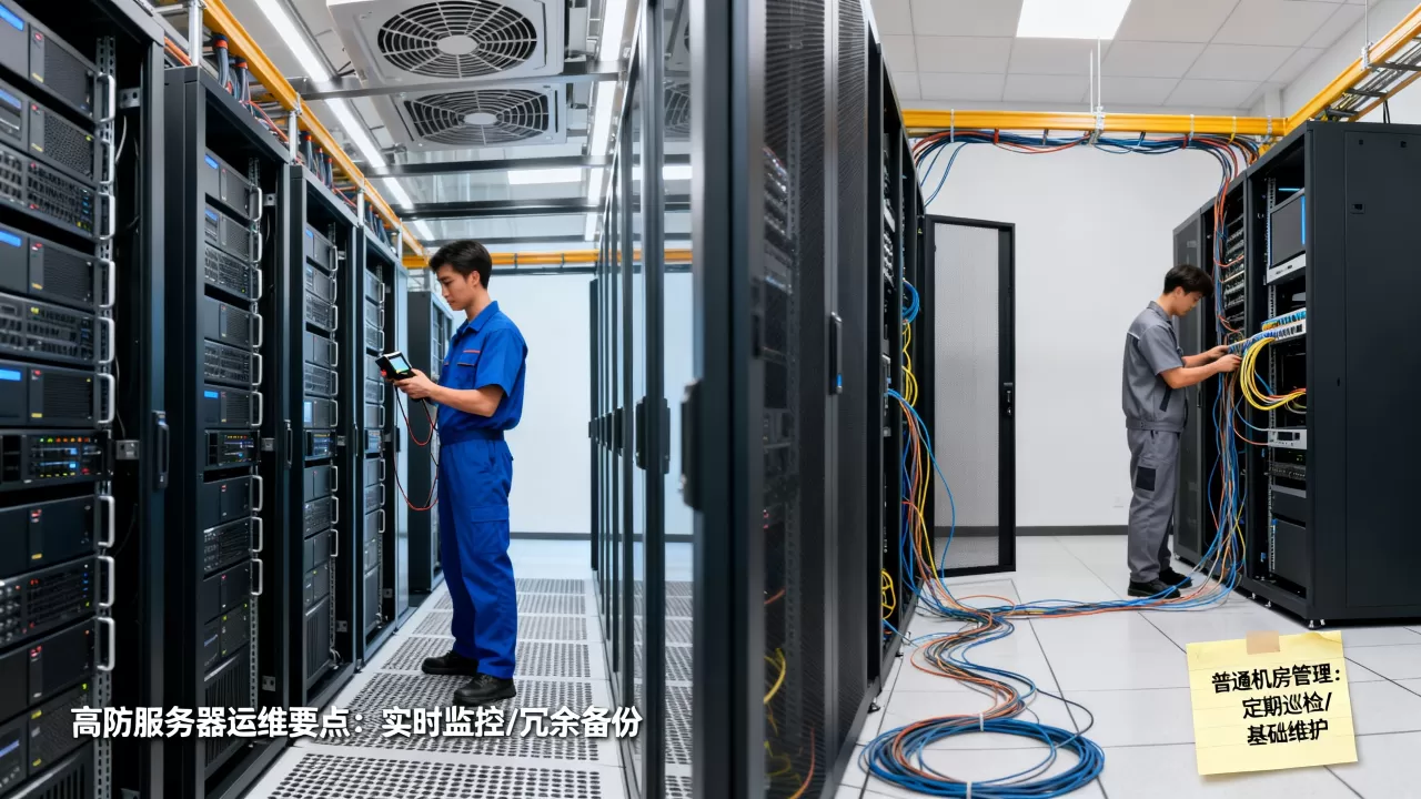 高防服务器日常运维与普通机房有何差别？怎么选更靠谱