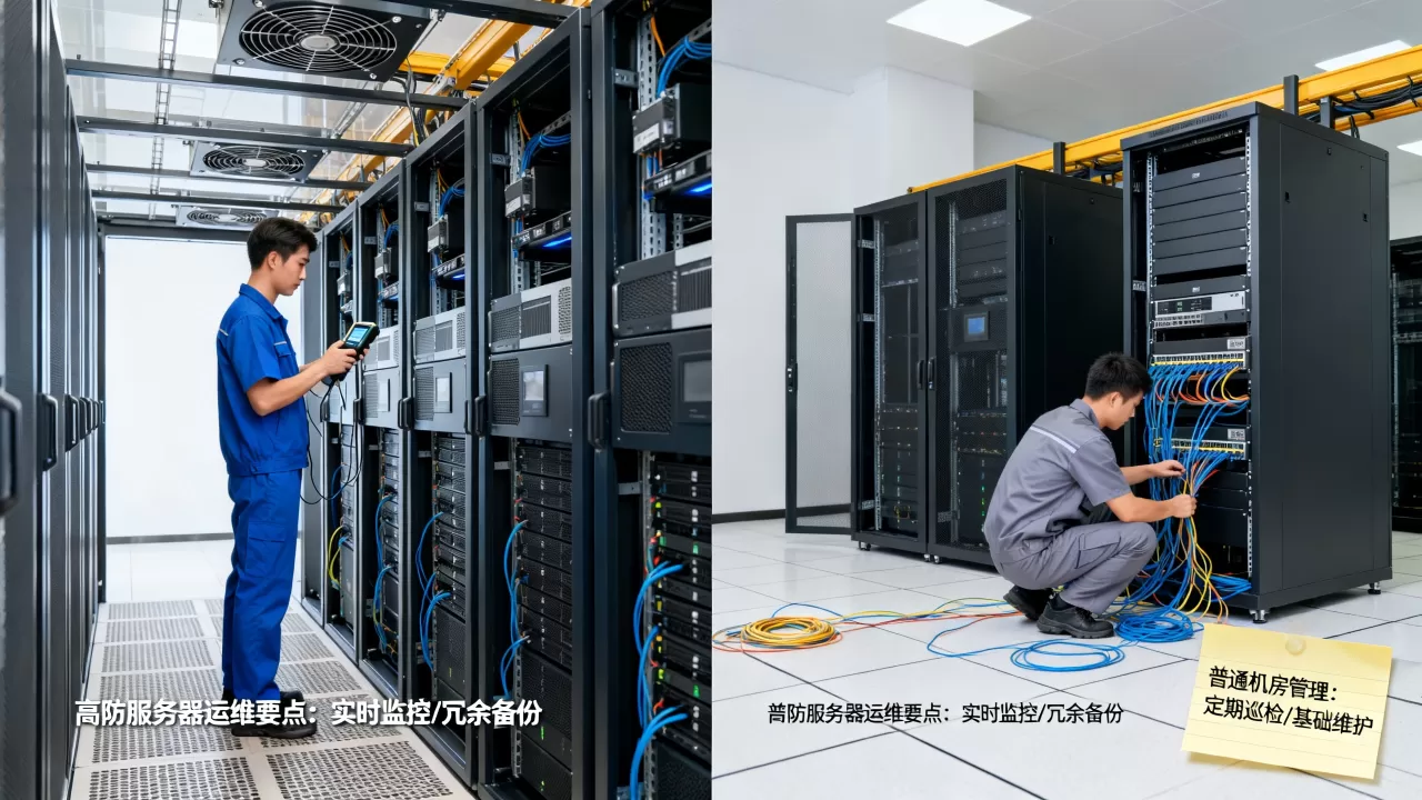 高防服务器日常运维与普通机房有何差别？怎么选更靠谱