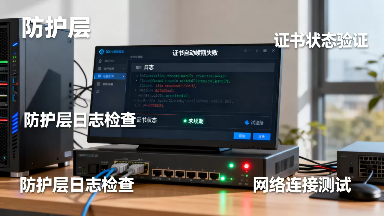 证书自动续期失败在防护层有哪些表现，如何排查？