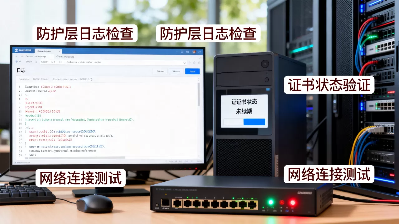 证书自动续期失败在防护层有哪些表现，如何排查？