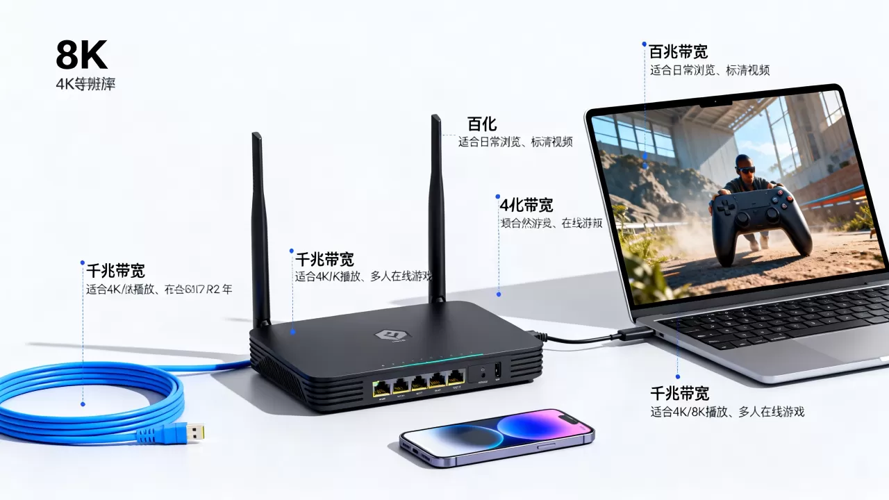 百兆和千兆带宽适用业务有何不同?选宽带该注意什么 百兆和千兆带宽适用业务有何不同?选宽带该注意什么