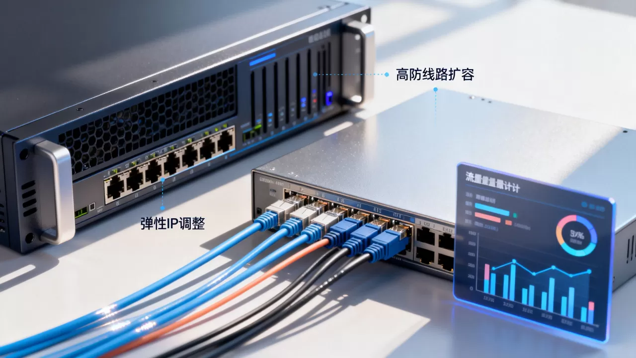 下载业务突发流量时怎么按需扩高防线路，高防IP如何弹性扩容？