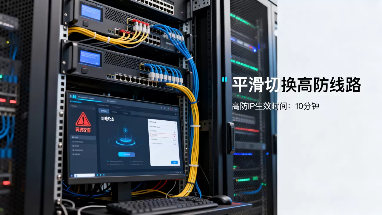 合服期间被攻击怎么平滑切到高防线路，高防IP切换后防护多久生效