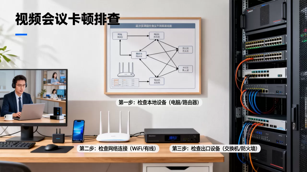 视频会议卡顿怎么排查？从本地到出口的检查顺序是什么