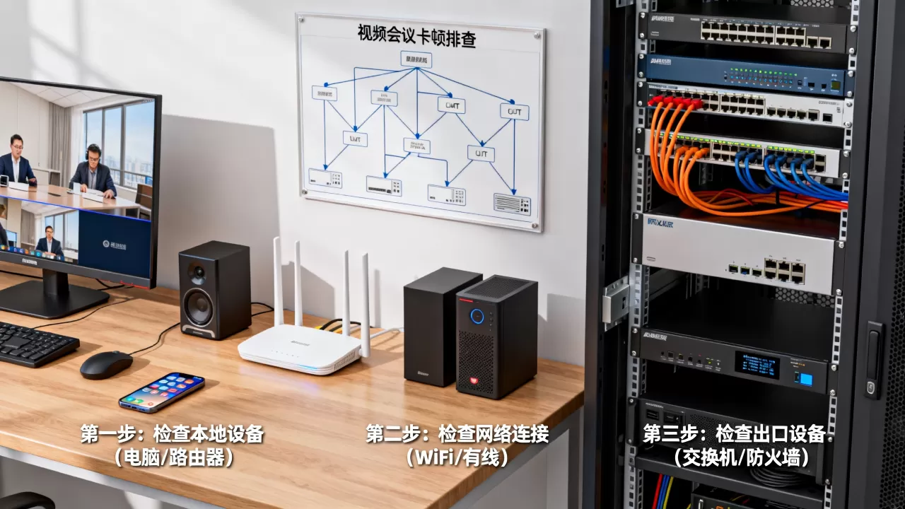 视频会议卡顿怎么排查？从本地到出口的检查顺序是什么